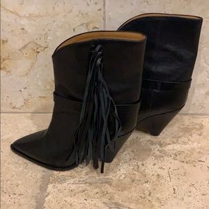Isabel Marant Black Loffen Fringe Boots - New 40